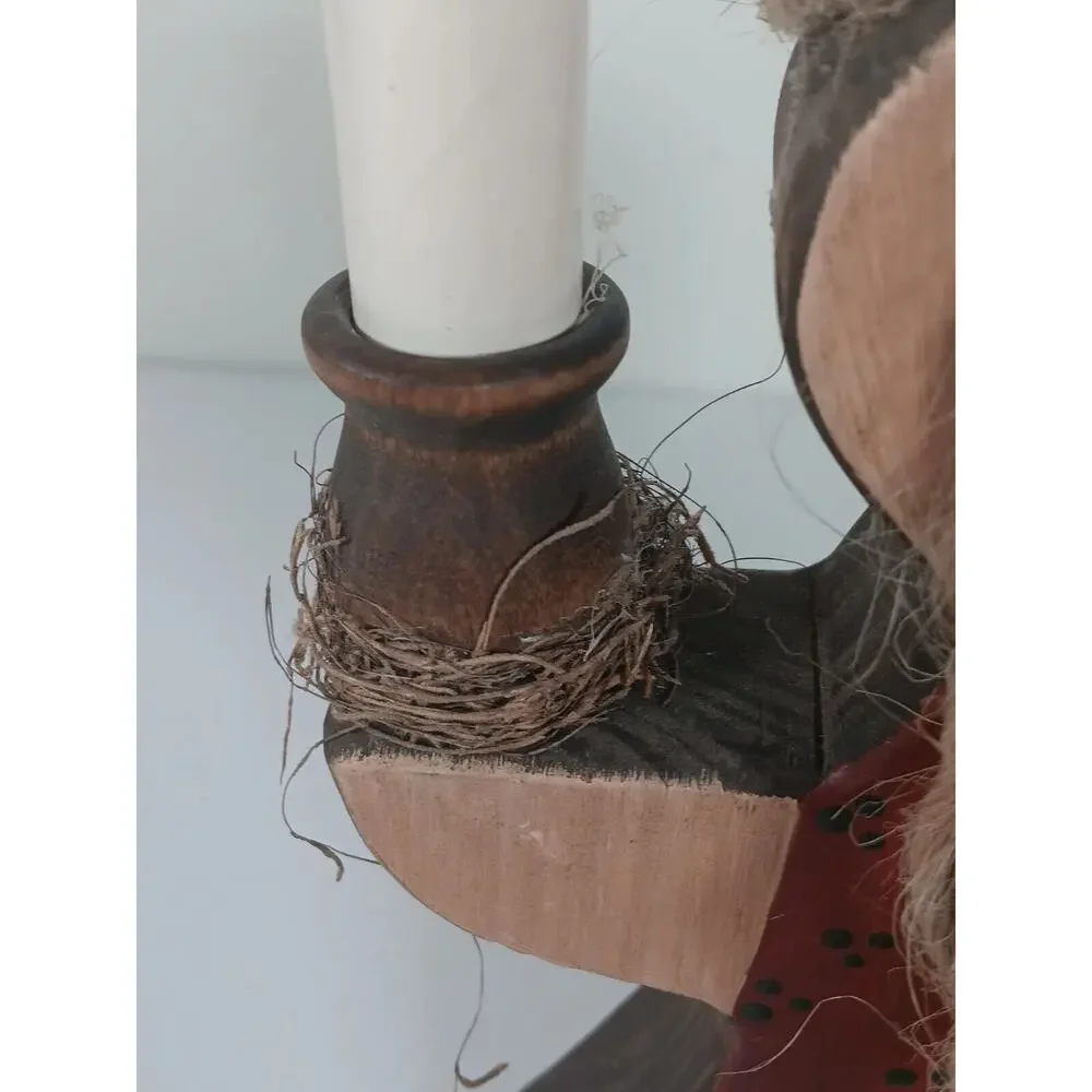 Angel Electric Candle Wooden Primitive Lamp Light Silicone Bulb Grapevine 9